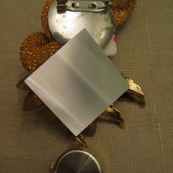 BONETTO Watch Brooch Blue Rivoli Pear RHINESGTONES - Picture 8 of 8